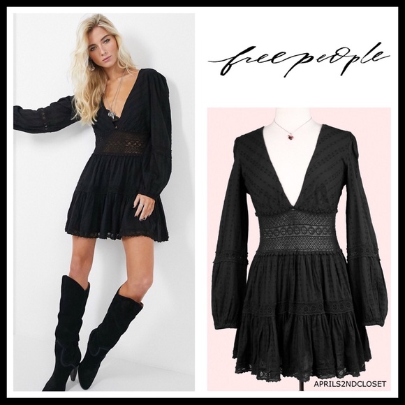 FREE PEOPLE BOHO LONG SLEEVES MINI DRESS A3C - Picture 16 of 16